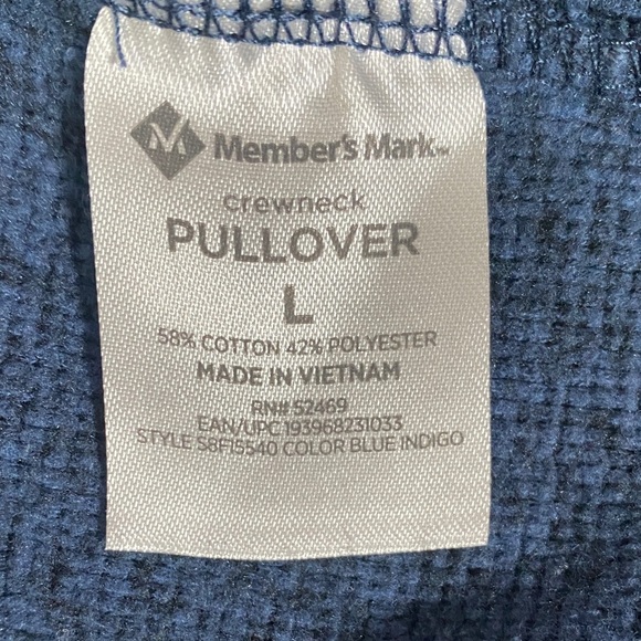 Member’s Mark Blue Indigo Crewneck Pullover Sweatshirt Men’s Size L Cotton Blend - Picture 8 of 8